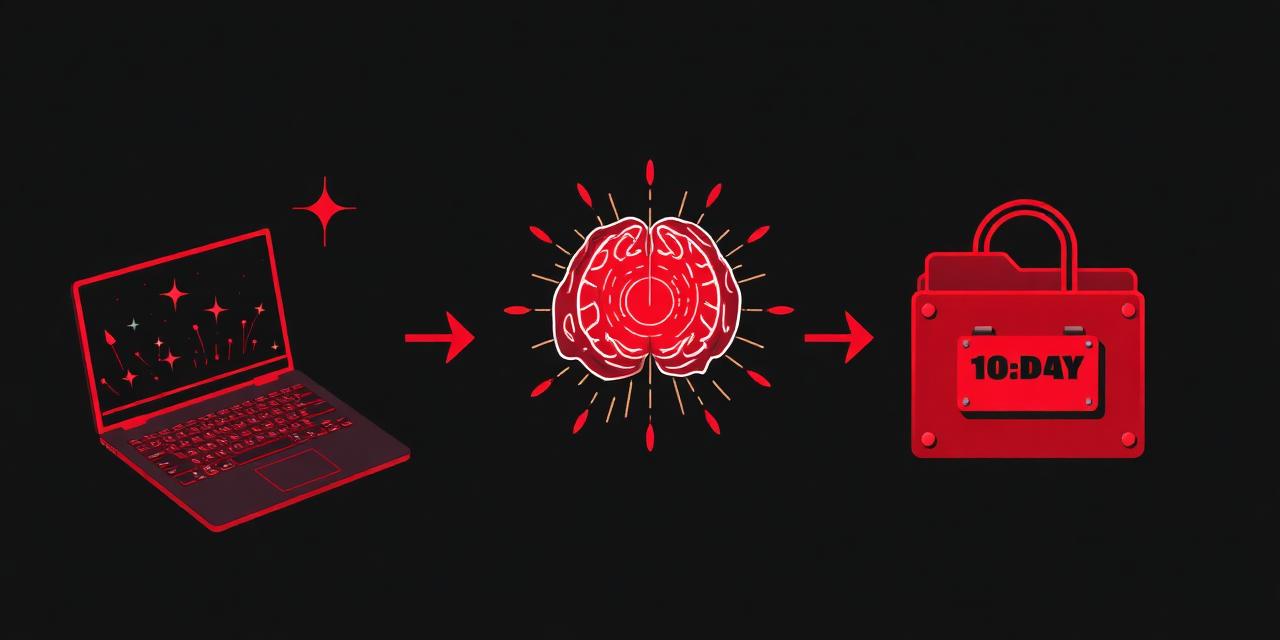 Three-step illustration: type a prompt, AI generates a business idea, idea locked in a 10-day vault